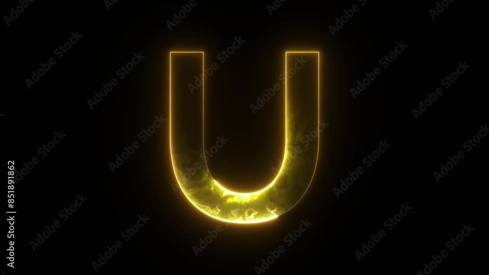 Letter U Neon Animation on Black Background Letter U Neon Animation on Black Background