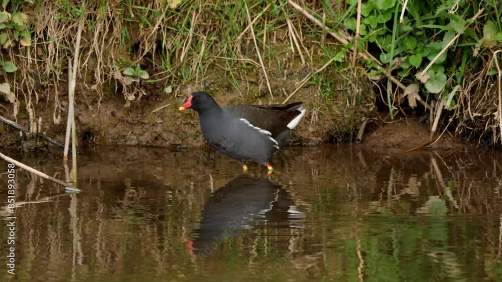 Common moorhen also known as the waterhen or swamp chicken (Gallinula chloropus) Common moorhen also known as the waterhen or swamp chicken (Gallinula chloropus)