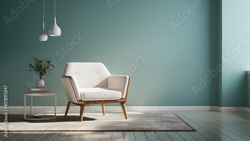 Minimalist clean image of single white chair in empty room with negative space emphasizing simplicity and versatility

