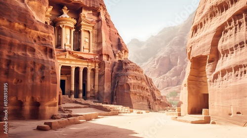 Exploring the ancient ruins of Petra in Jordan  photo