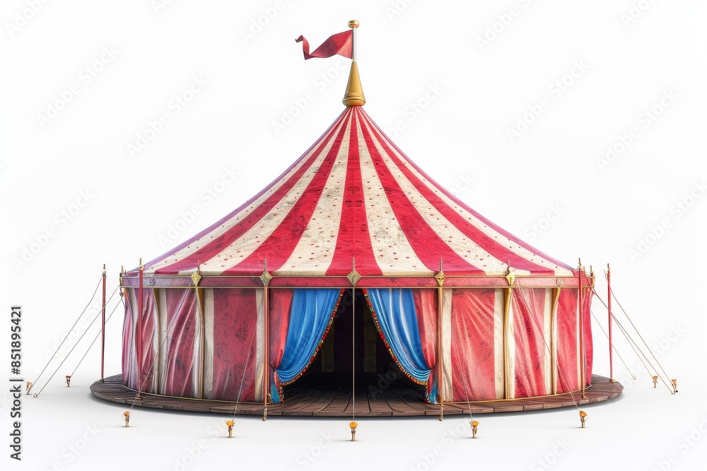 Red And White Striped Circus Tent With Flags And Open Entrance Red And White Striped Circus Tent With Flags And Open Entrance