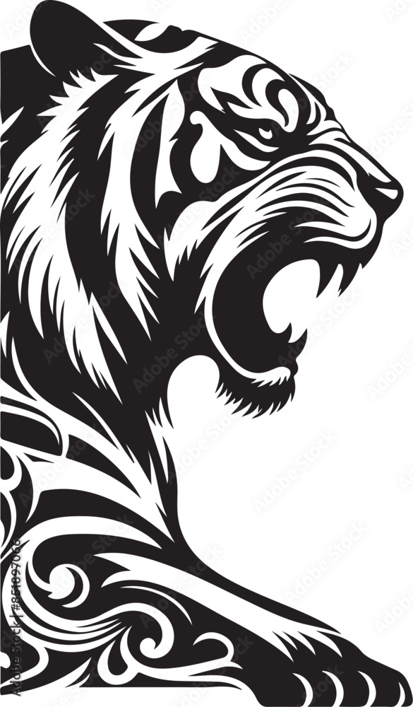 Obraz premium Tiger Silhouette Vector Illustration EPS