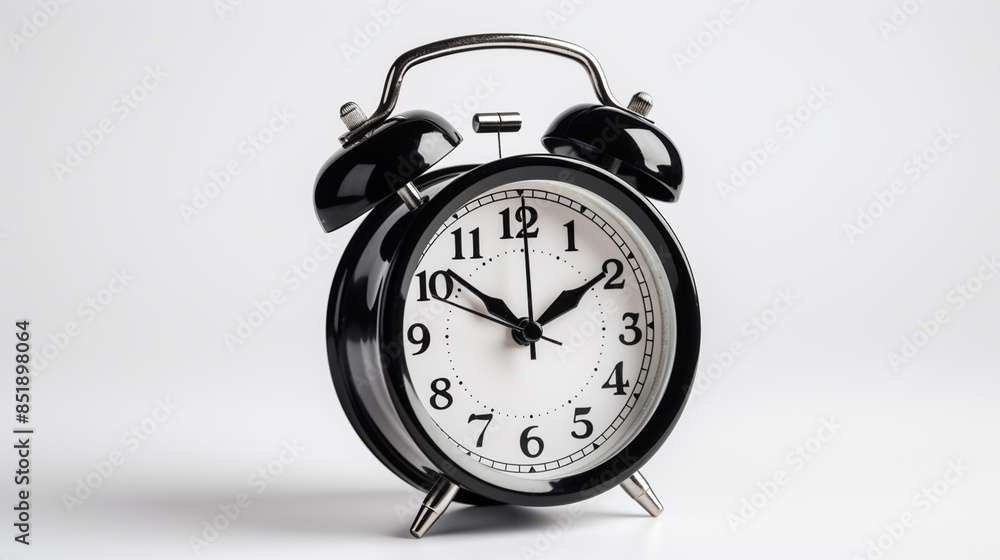 classic alarm clock on black isolated on white. classic alarm clock on black isolated on white.
