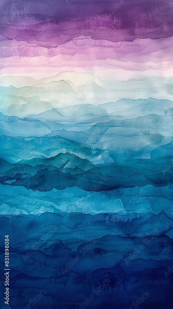 A gentle background of flowing watercolor stripes in soft gradients of blues, greens, and purples A gentle background of flowing watercolor stripes in soft gradients of blues, greens, and purples
