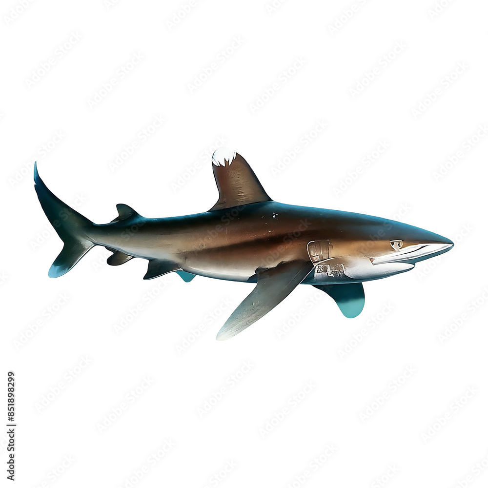 Fototapeta premium oceanic whitetip shark on transparent background 1