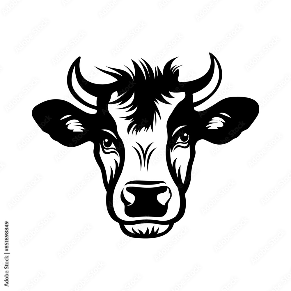 cow head silhouette logo line art concept black vector cow head silhouette logo line art concept black vector