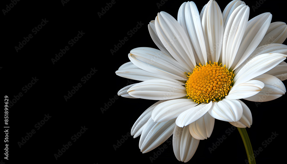 Obraz premium beautiful flower on a black background. A daisy of white color in close-up
