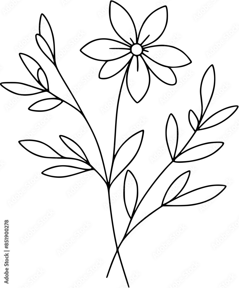This is an illustration of flowers in a simple and modern line art ...
