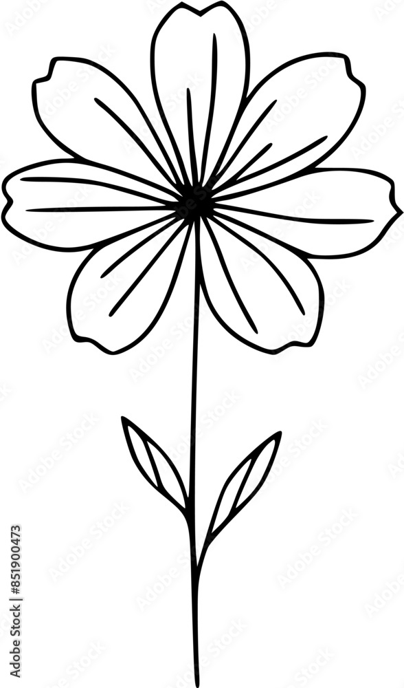Obraz premium This is an illustration of flowers in a simple and modern line art style. The image features various types of flowers with different shapes and sizes, each with unique petal and leaf details. This lin