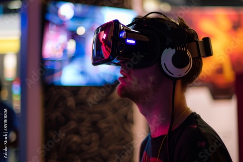 Gamer Immersed in Virtual Reality © NURULAINAA