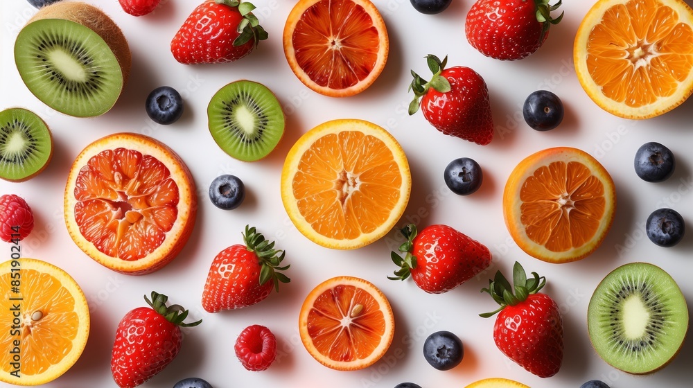 Assorted fresh fruit on a white background Assorted fresh fruit on a white background
