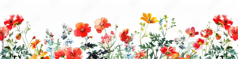 trendy flower border banner with space for text on white background trendy flower border banner with space for text on white background