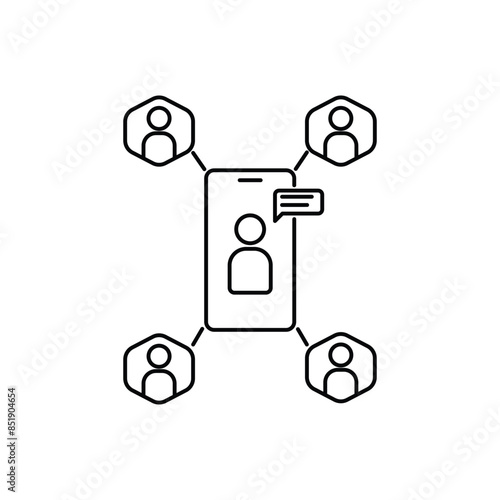 Webonline training or group chat thin line icon. concept of easy e-learning service or educational technology and tele conference or presentation. linear trend modern