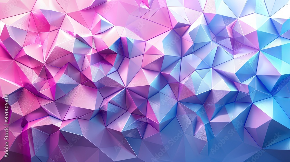 A modern background of 3D polygonal shapes in a gradient of blues and purples, with a clean, sleek look A modern background of 3D polygonal shapes in a gradient of blues and purples, with a clean, sleek look