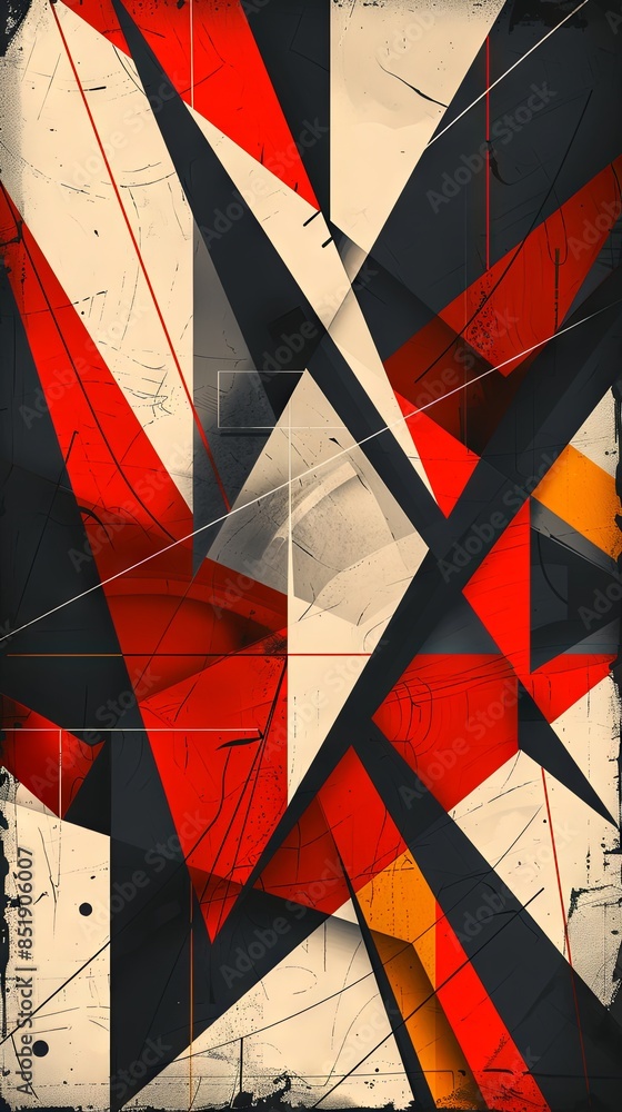 Fototapeta premium A modern background of overlapping geometric shapes in bold, contrasting colors and clean lines