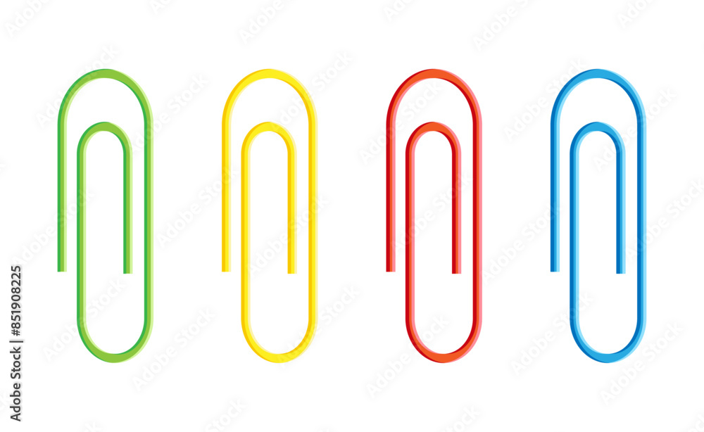 Paper clip icons on white Background. Paperclip in Flat Style. Vector Illustration Back to School. Elements for office, poster banner. Paper clip icons on white Background. Paperclip in Flat Style. Vector Illustration Back to School. Elements for office, poster banner.