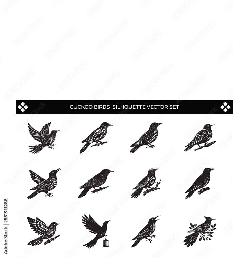 Cuckoo Birds Silhouette Vector Illustration Cuckoo Birds Silhouette Vector Illustration