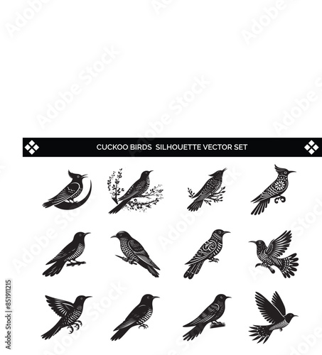Cuckoo Birds Silhouette Vector Illustration