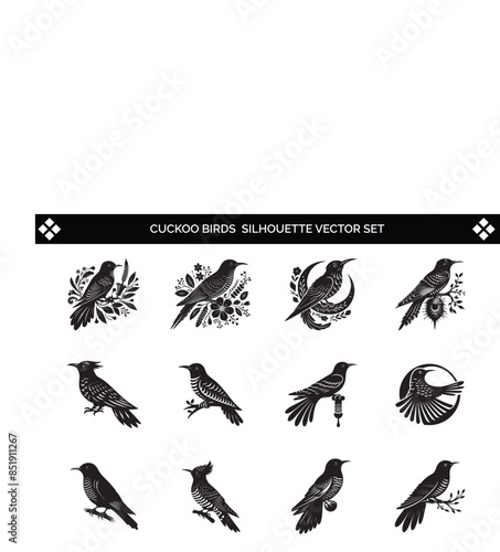 Cuckoo Birds Silhouette Vector Illustration
