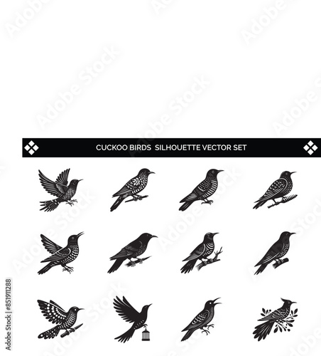 Cuckoo Birds Silhouette Vector Illustration