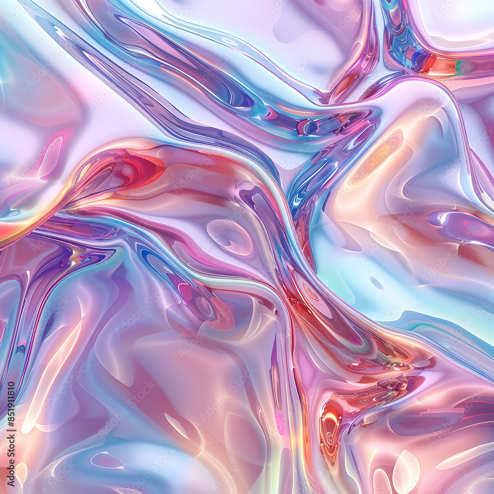 Fototapeta premium Abstract fluid holographic background, colorful curved wave in gradient design.