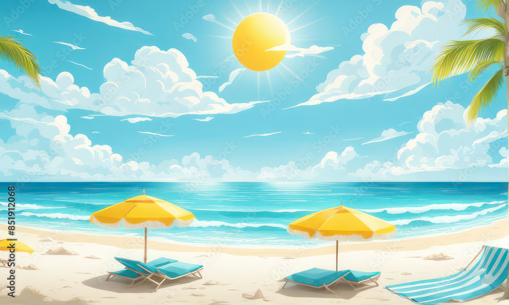 happy summer beach vector background happy summer beach vector background