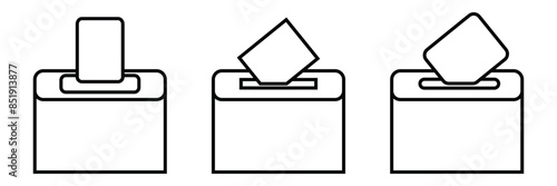 Vote ballot box icon set. Voting box logo, symbol.