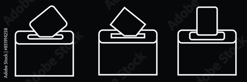 Voting ballot box icons set. Hand voting box concept. Vector. Eps 10.