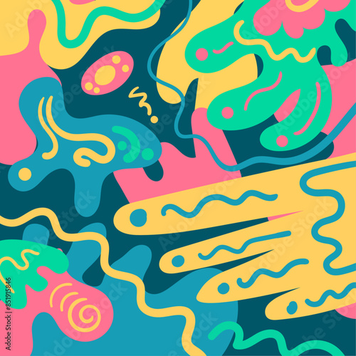 Hand drawn flat abstract shapes background