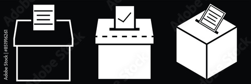 Vote ballot icon set. Mailbox with your choice of voting icons. Ballot box icon.