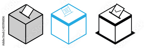 Voting ballot box icons set. Hand voting box concept. Vector. Eps 10.