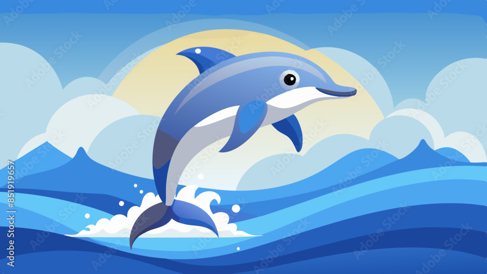 Fototapeta premium dolphin jumping river vector illustration