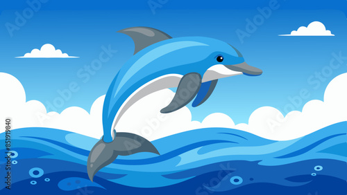 dolphin jumping river vector illustration © Jutish