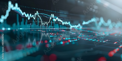 Visualizing Stock Market Data with Dow Jones, S&P 500, and Nasdaq Lines. Concept Stock Market Data, Dow Jones, S&P 500, Nasdaq, Visualization
