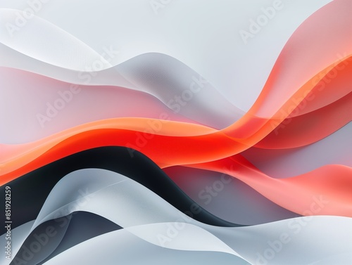 Abstract wavy lines in shades of red, gray, and white create a dynamic movement in this fluid and modern digital art piece, ideal for backgrounds.