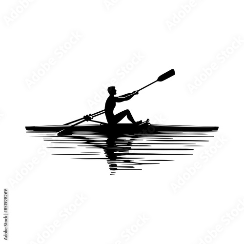 Rowing vector silhouette illustration