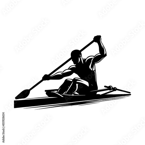 Rowing vector silhouette illustration