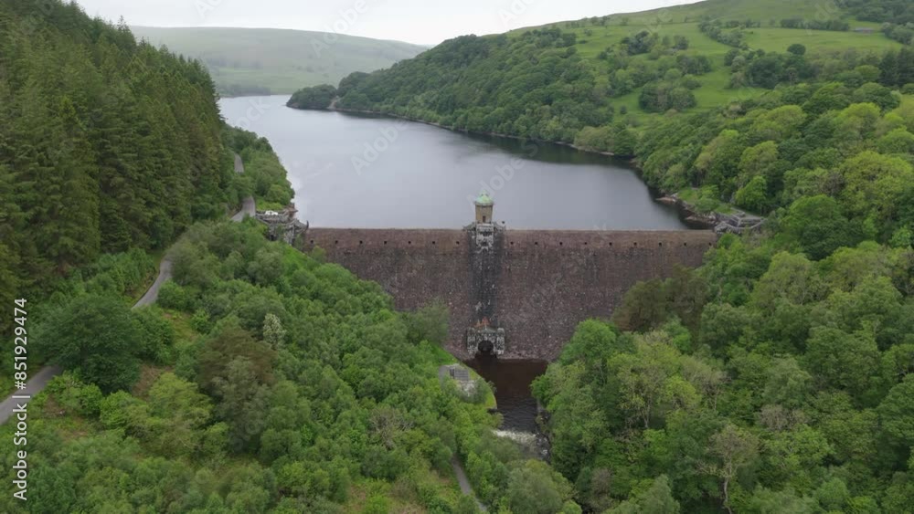Aerial view of the Pen y Garreg Dam in Elan Valley, Wales Aerial view of the Pen y Garreg Dam in Elan Valley, Wales