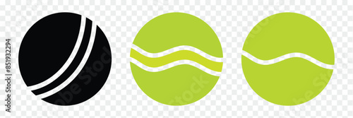 Set with tennis balls vector icons. Tennis balls black and yellow collection.