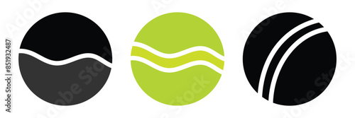 Set with tennis balls vector icons. Tennis balls black and yellow collection.