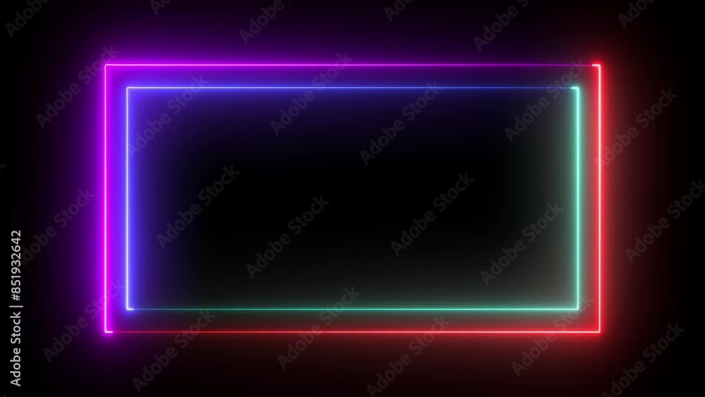 Abstract glowing neon rectangle border frame in the shape rectangle glowing and futuristic energy line animation.Glowing neon rectangle frame line . Abstract glowing neon rectangle border frame in the shape rectangle glowing and futuristic energy line animation.Glowing neon rectangle frame line .