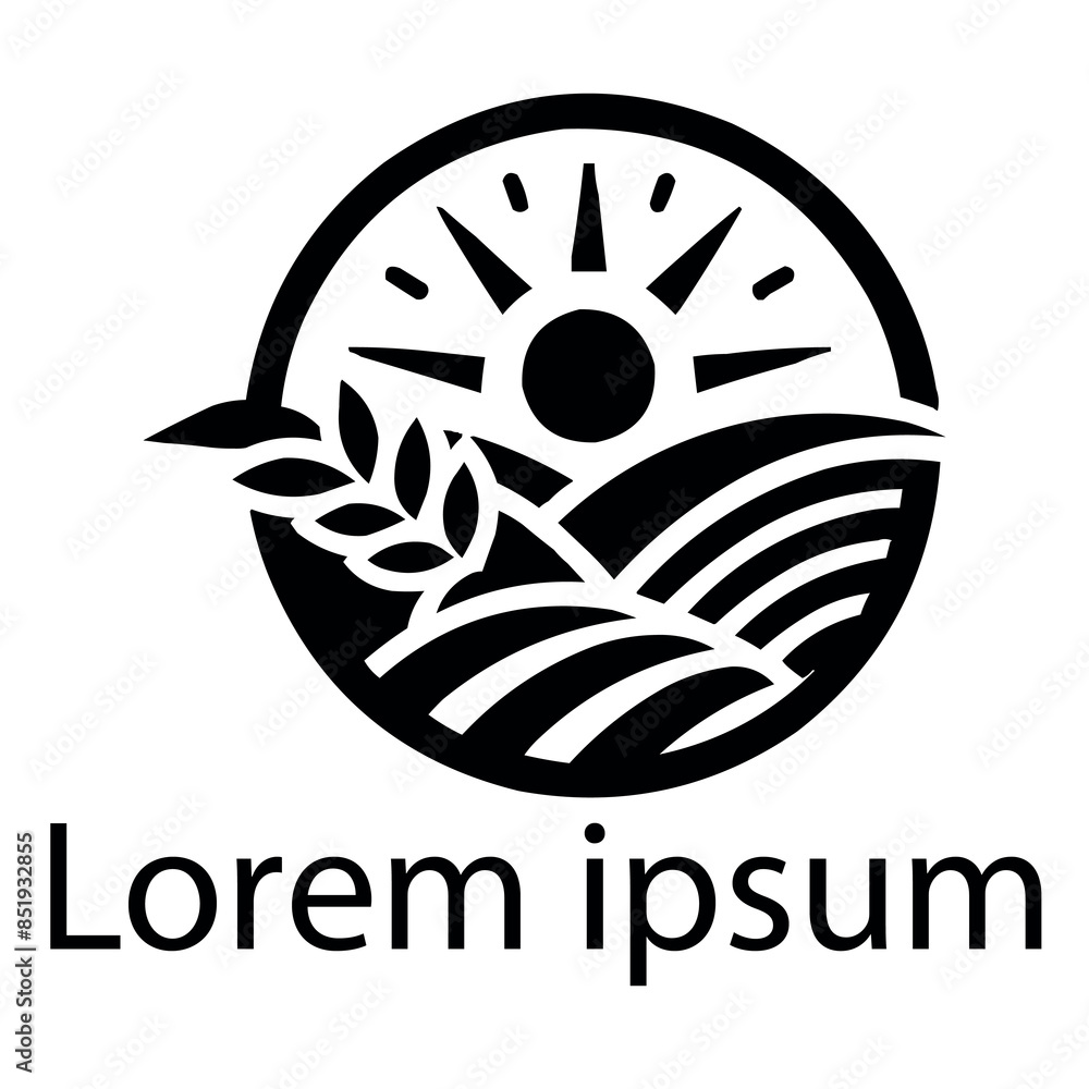A black agriculture logo on white simple background A black agriculture logo on white simple background