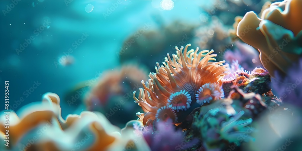 Fototapeta premium Spectral beings watch over reef life in coral nooks and crannies. Concept Underwater Wildlife, Marine Ecosystems, Coral Reefs, Spectral Beings, Nature Photography