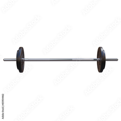 Obraz na płótnie 3d render barbell bar with weights with transparent background