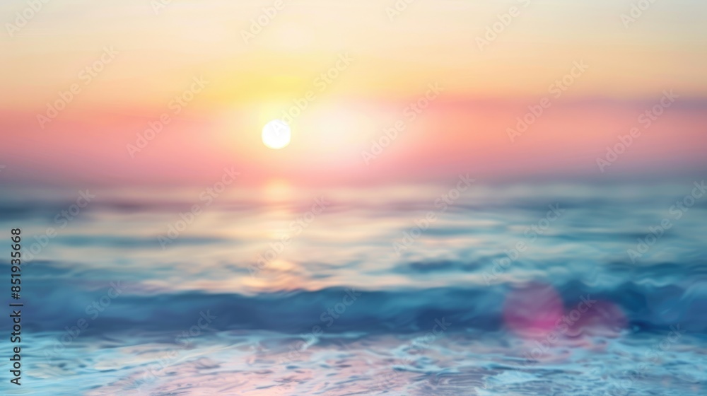 Naklejka premium Abstract Nature Background with Blurred Ocean and Sunrise Sky