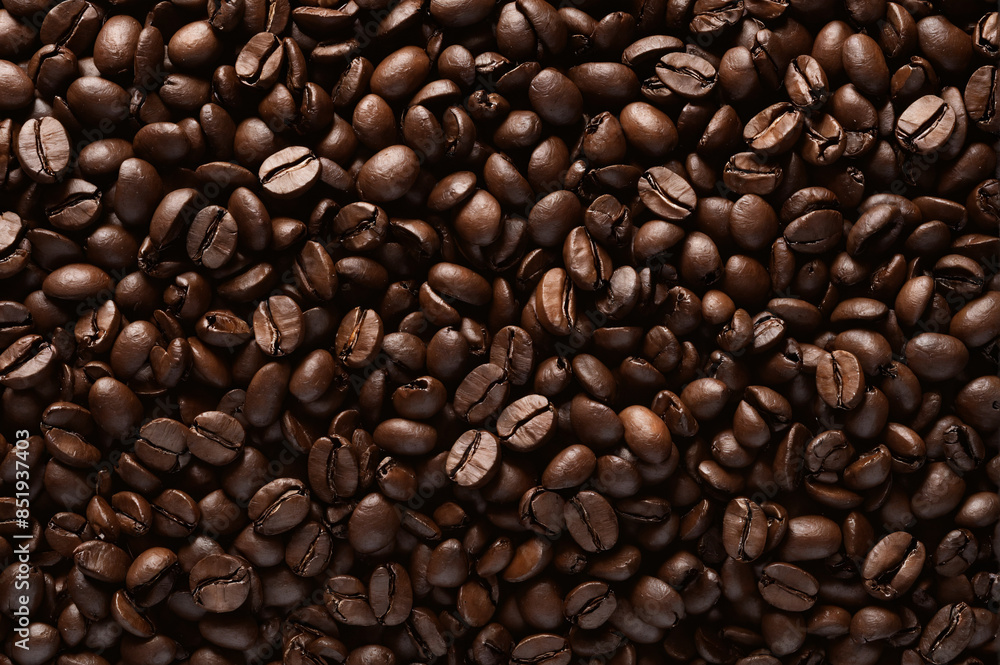 Roasted coffee beans close-up texture Roasted coffee beans close-up texture