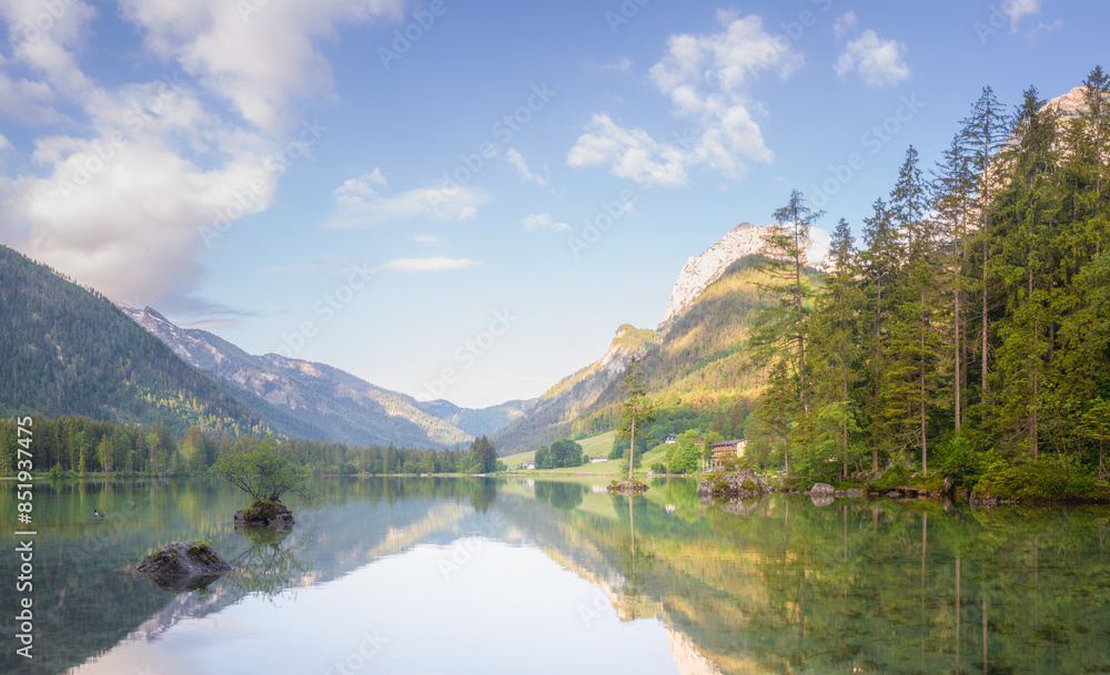View of Hintersee lake in Berchtesgaden National Park Bavarian Alps, Germany View of Hintersee lake in Berchtesgaden National Park Bavarian Alps, Germany