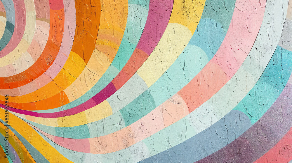 Obraz premium Wavy mid-century pop art abstract rainbow background