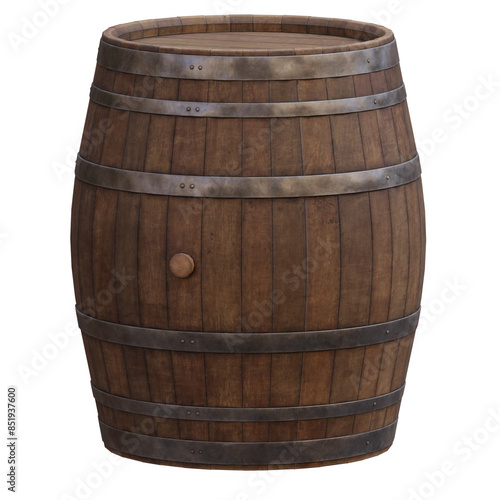3d render wine barrel with background transparent