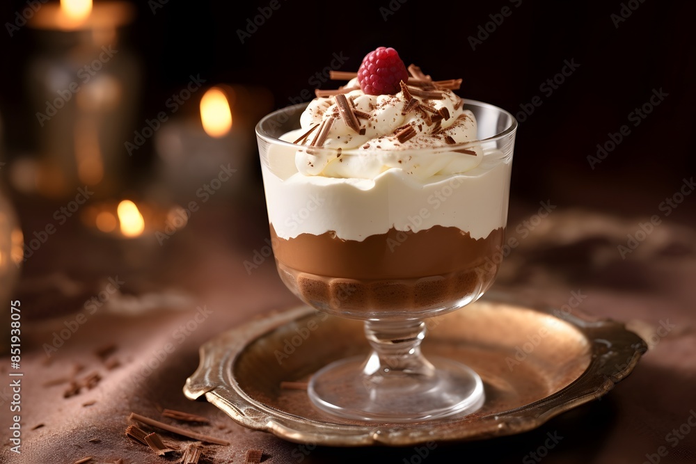 Decadent Chocolate and Vanilla Parfait with Whipped Cream and Chocolate Shavings. Decadent Chocolate and Vanilla Parfait with Whipped Cream and Chocolate Shavings.